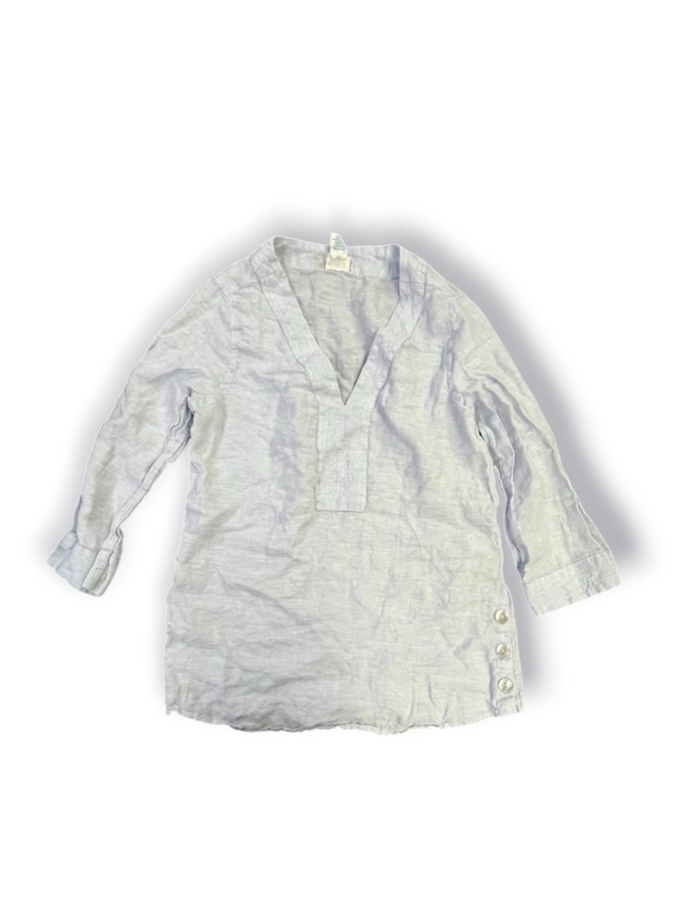 Sigrid Olsen Light Gray Tunic Top with Button Detail